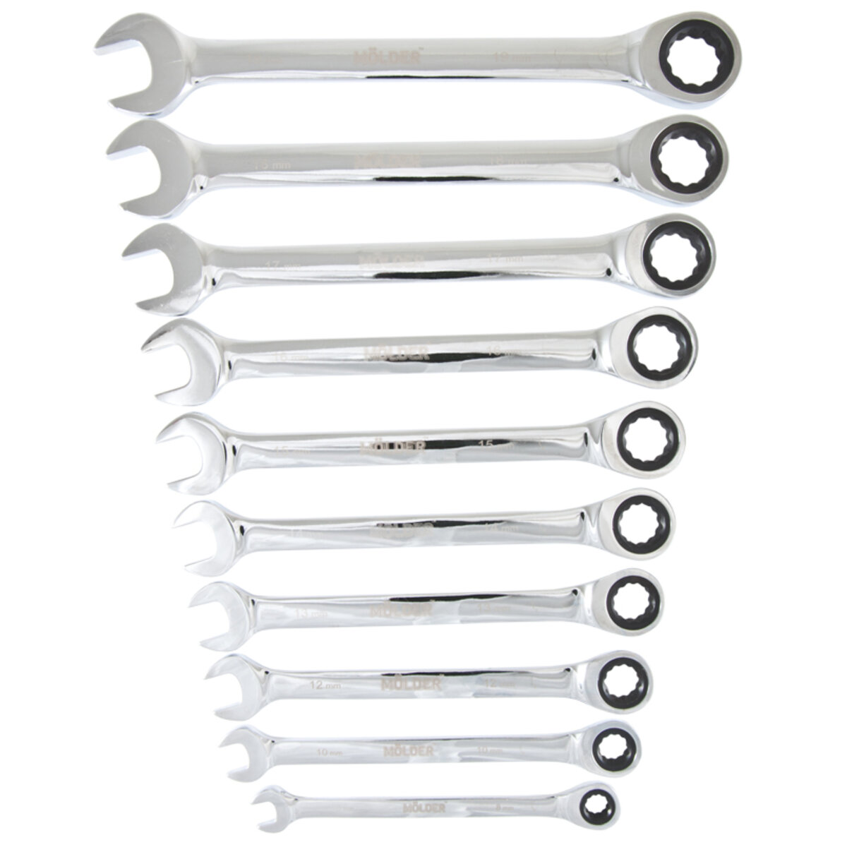 Набір ключів Molder з трещіткою CR-V, 10шт (MT56110) дивитися фото №2