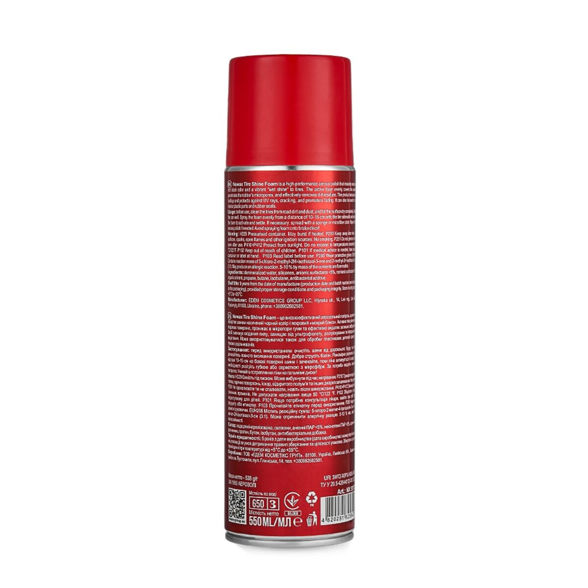 Полироль для шин Nowax Tire Shine Foam, 550мл (NX55120) смотреть фото №2