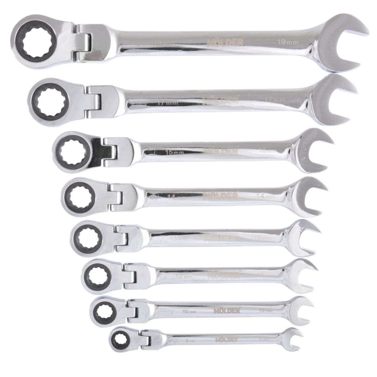 Набір ключів Molder з трещіткою та карданом CR-V, 8шт (MT57108) дивитися фото №2