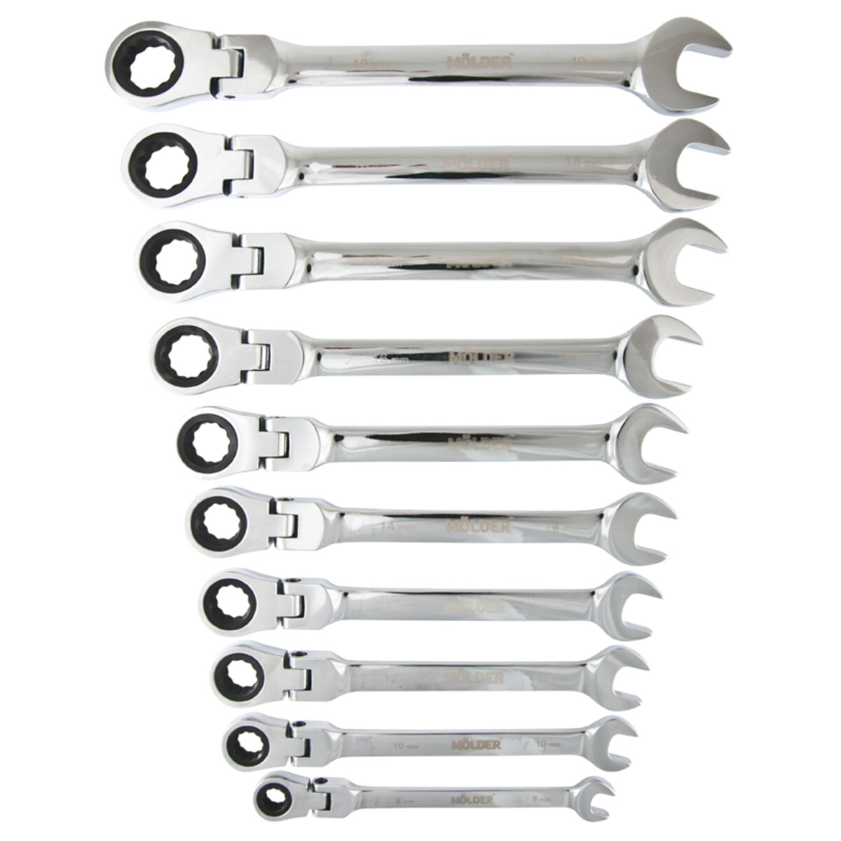 Набір ключів Molder з трещіткою та карданом CR-V, 10шт (MT57110) дивитися фото №2