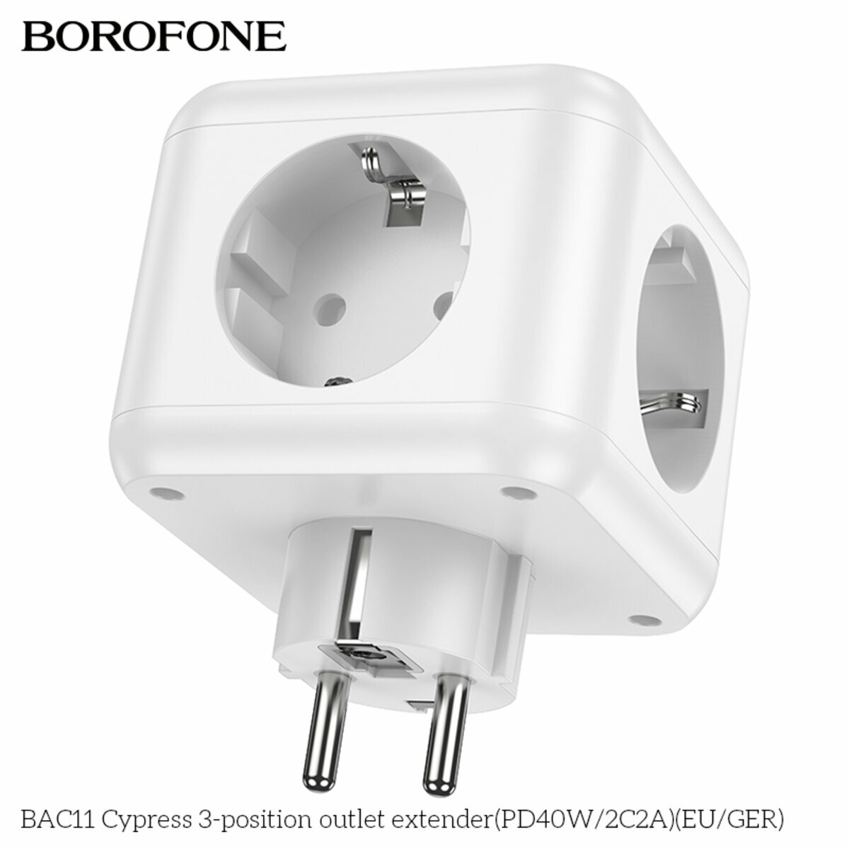 Сетевой фильтр Borofone BAC11 Cypress (3 розетки +2USB-A+2USB-C) PD40W 3м белый (BF-BAC11-White) смотреть фото №6