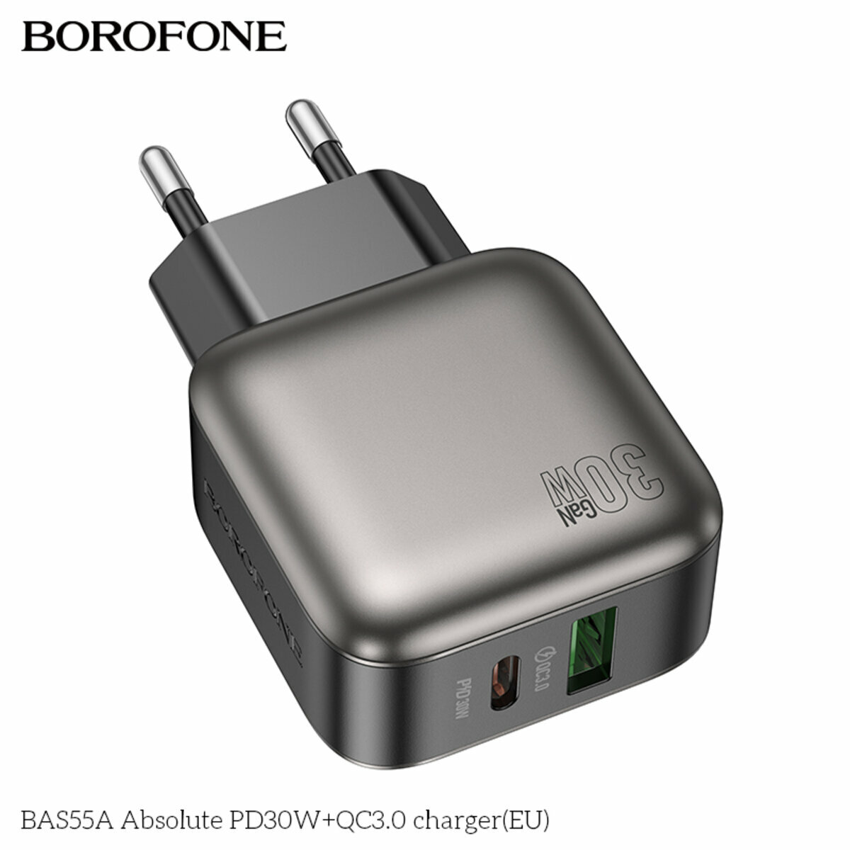 Мережевий зарядний пристрій Borofone BAS55A Absolute PD30W+QC3.0 чорний (BF-BAS55A-Black) дивитися фото №7