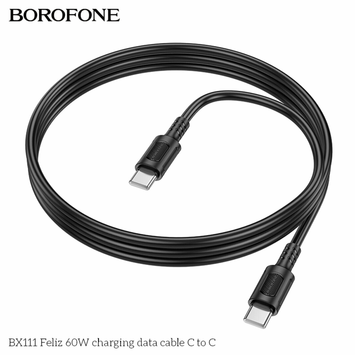 Кабель Borofone BX111 Feliz 60W Type-C to Type-C 1м черный (BF-BX111-CC-Black) смотреть фото №3