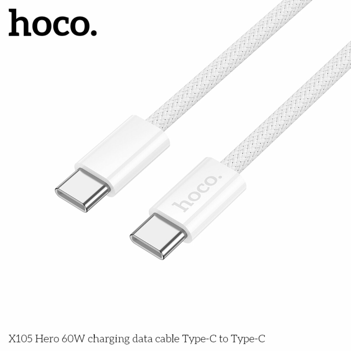 Кабель Hoco X105 Hero 60W Type-C to Type-C 1м белый (HC-X105-CC-White) смотреть фото №5