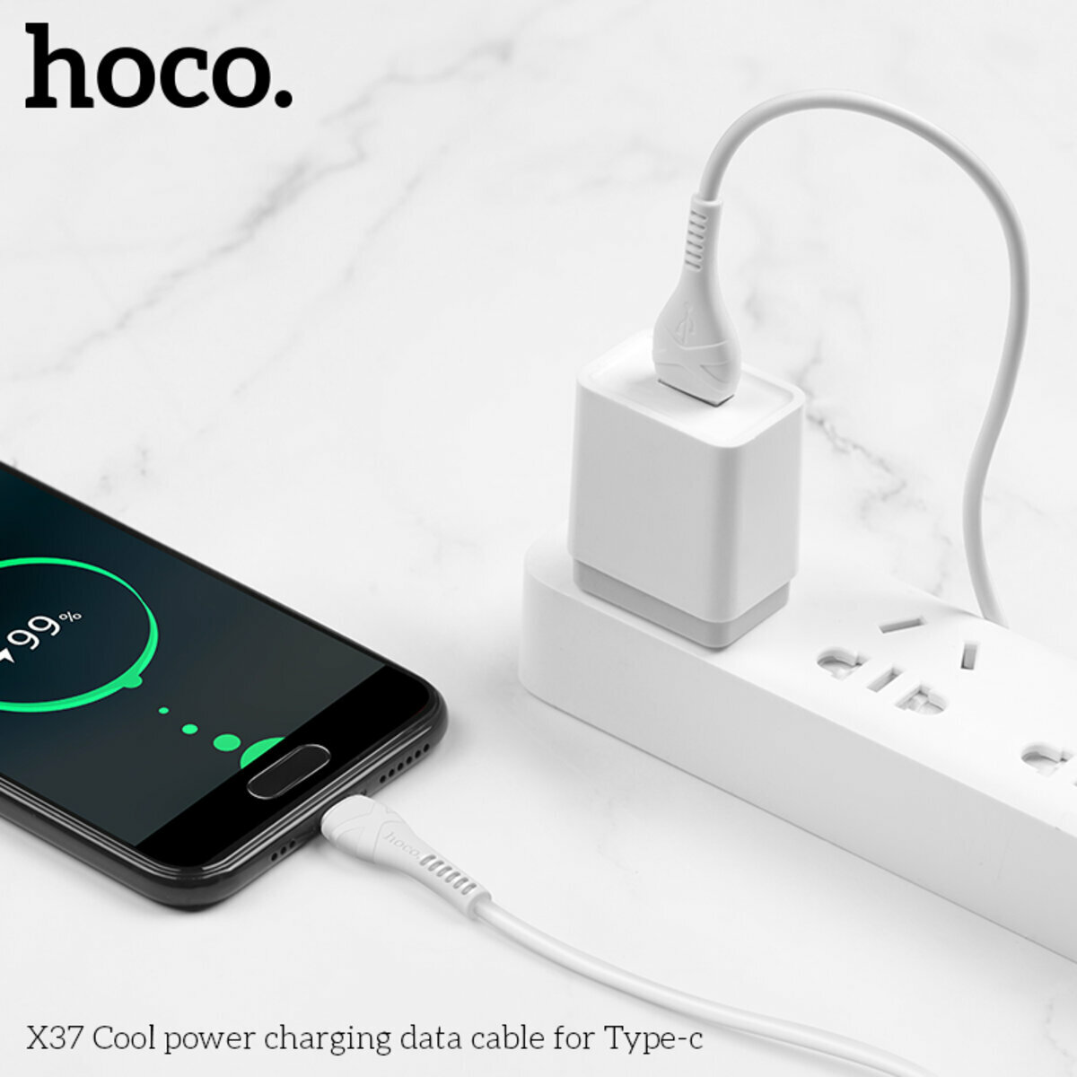 Кабель Hoco X37 Cool power USB to Type-C 1м белый (HC-X37-UC-White) смотреть фото №4