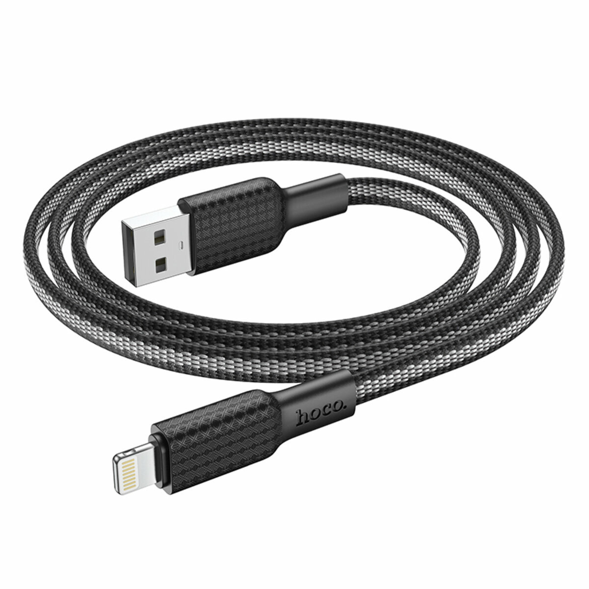 Кабель Hoco X69 Jaeger USB to Lightning 1м чорний  (HC-X69-UL-Black) дивитися фото №1