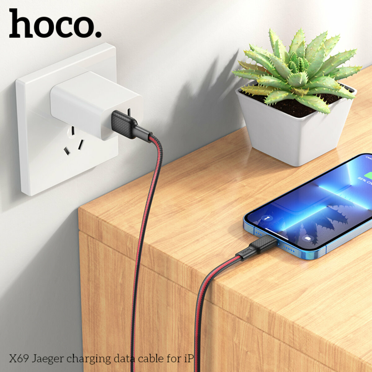 Кабель Hoco X69 Jaeger USB to Lightning 1м чорний  (HC-X69-UL-Black) дивитися фото №3
