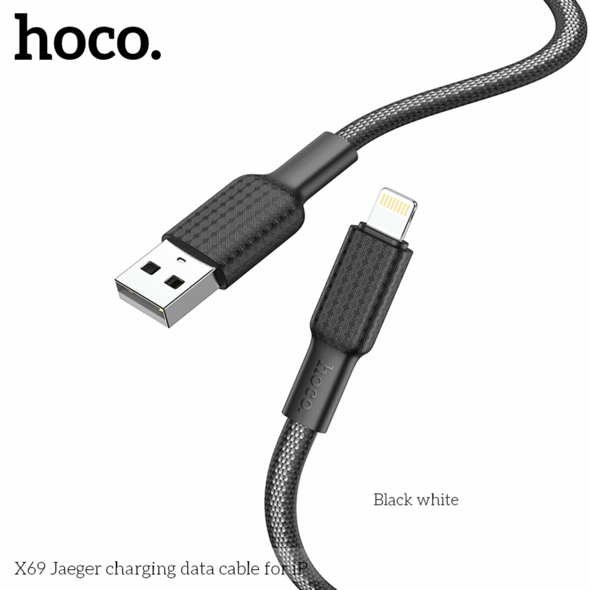 Кабель Hoco X69 Jaeger USB to Lightning 1м чорний  (HC-X69-UL-Black) дивитися фото №6