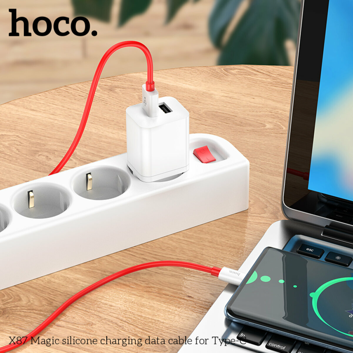 Кабель Hoco X87 Magic silicone USB to Type-C 1м белый (HC-X87-UC-White) смотреть фото №6