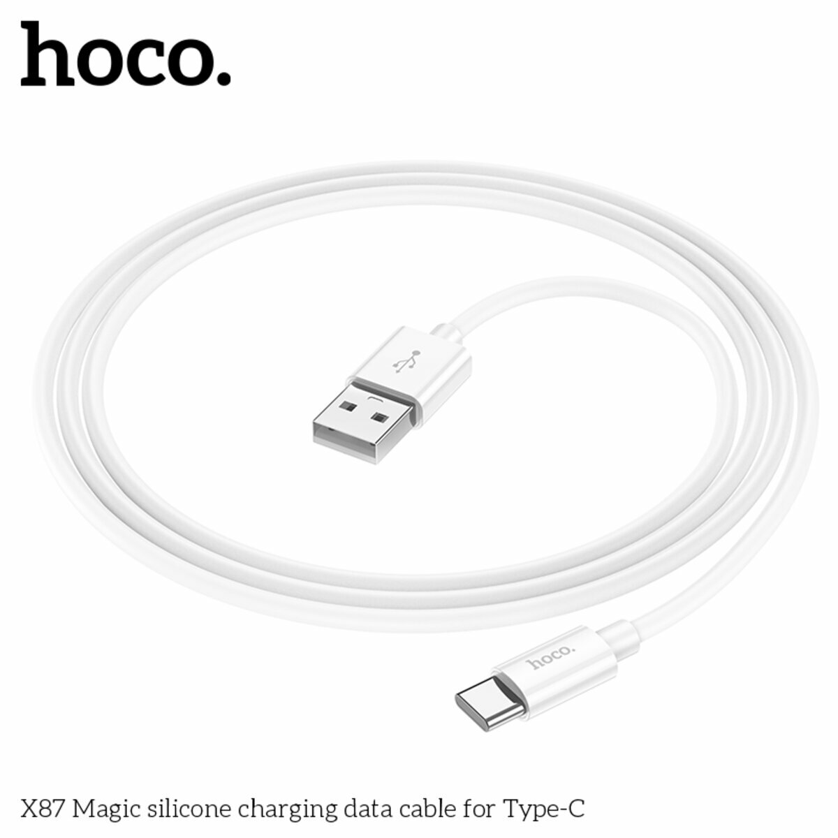 Кабель Hoco X87 Magic silicone USB to Type-C 1м белый (HC-X87-UC-White) смотреть фото №3