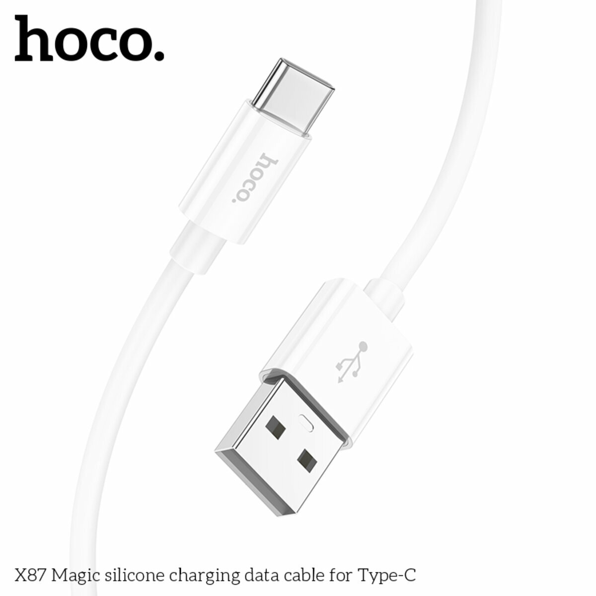 Кабель Hoco X87 Magic silicone USB to Type-C 1м белый (HC-X87-UC-White) смотреть фото №4