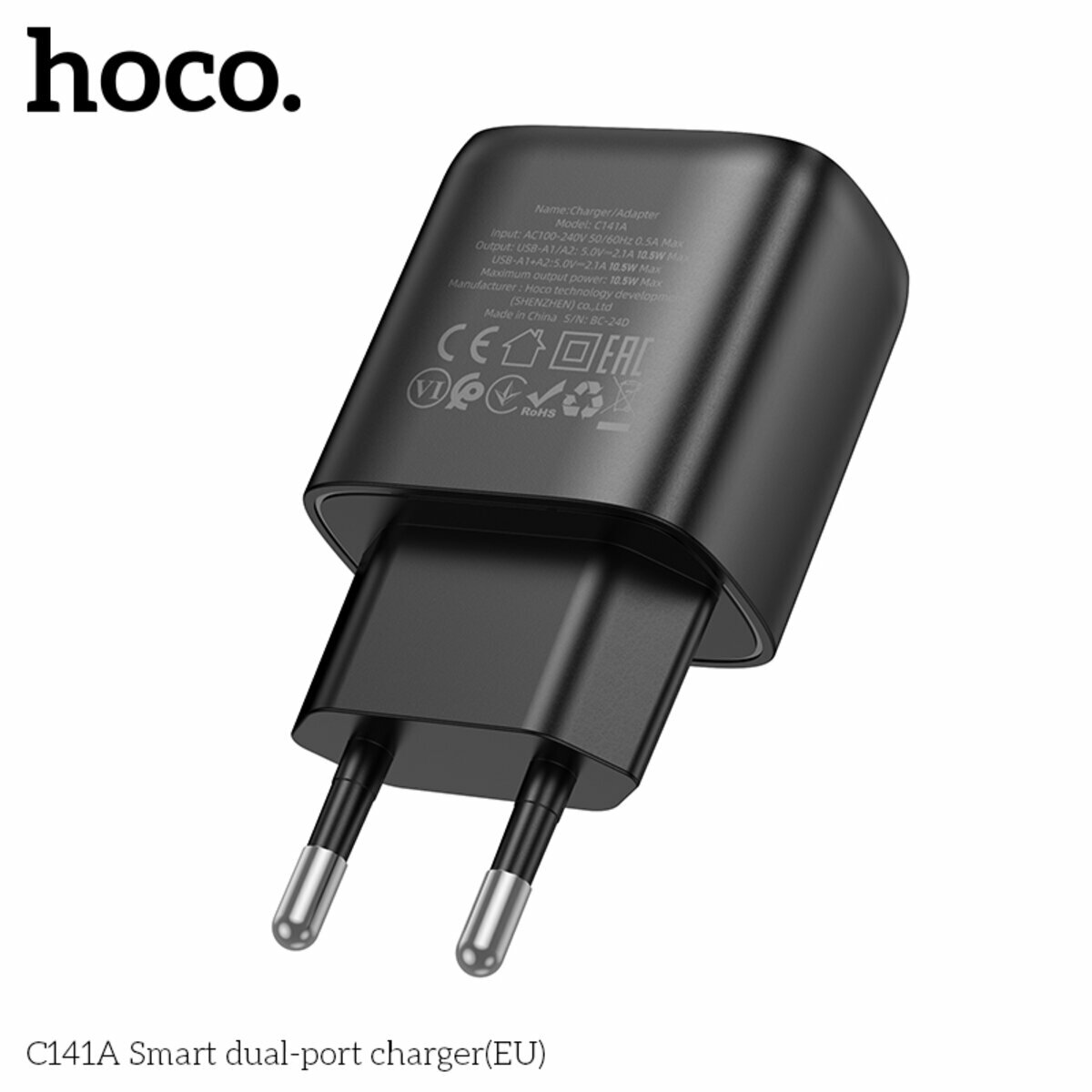 Мережевий зарядний пристрій Hoco C141A Smart чорний (HC-C141A-Black) дивитися фото №5