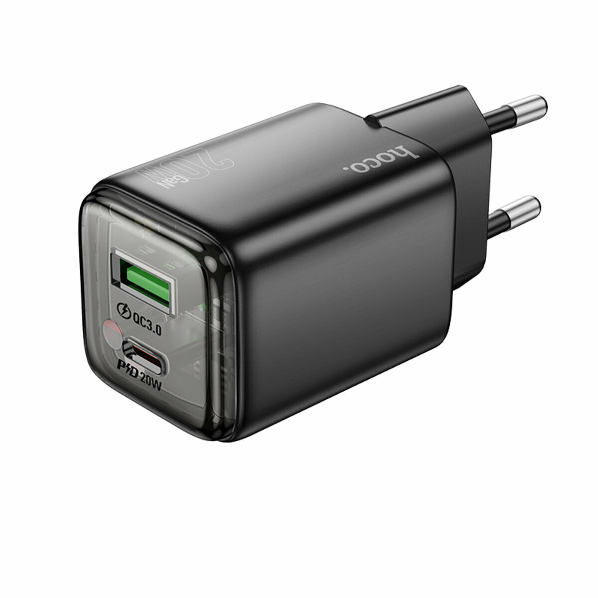 Мережевий зарядний пристрій Hoco N52 Monsoon PD20W+QC3.0 чорний (HC-N52-Black) дивитися фото №1