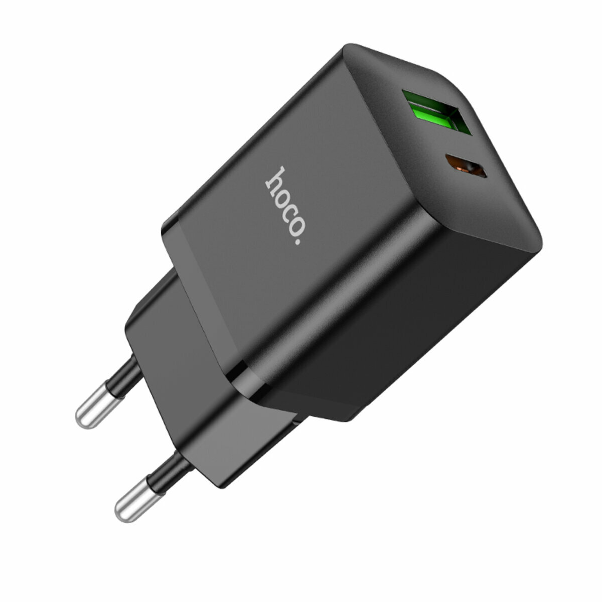 Мережевий зарядний пристрій Hoco N28 Founder PD20W+QC3.0 чорний (HC-N28-Black) дивитися фото №1