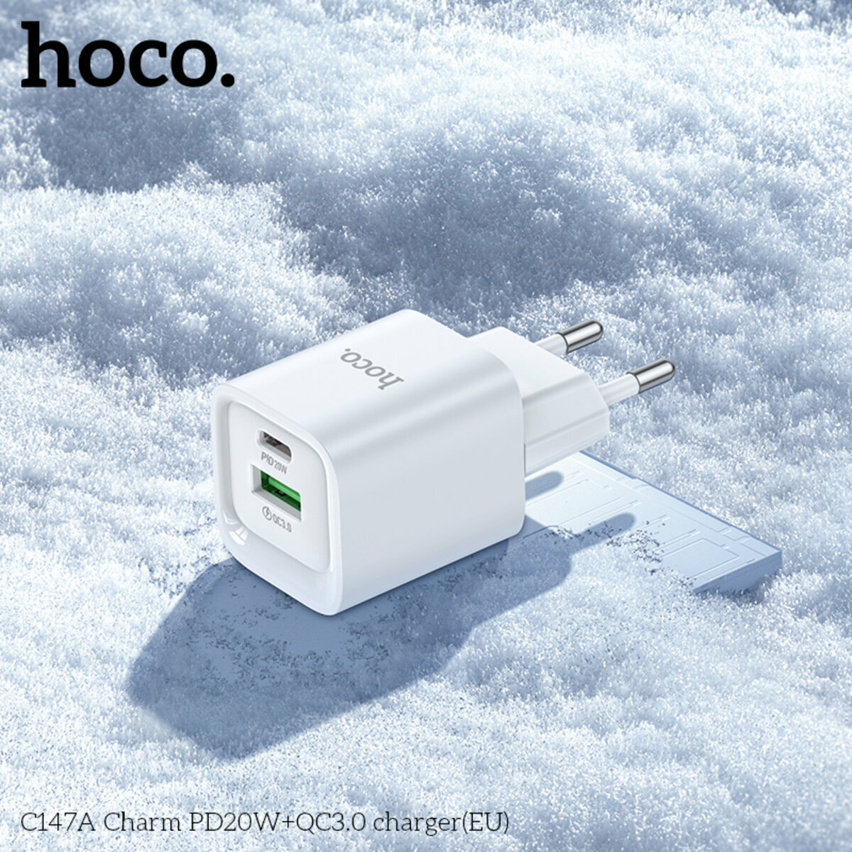 Мережевий зарядний пристрій Hoco C147A Charm PD20W+QC3.0 білий (HC-C147A-White) дивитися фото №7
