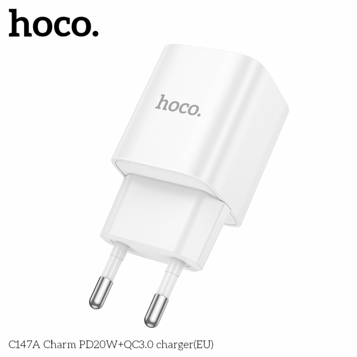 Мережевий зарядний пристрій Hoco C147A Charm PD20W+QC3.0 білий (HC-C147A-White) дивитися фото №4