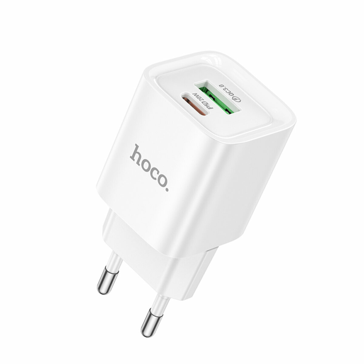 Мережевий зарядний пристрій Hoco C147A Charm PD20W+QC3.0 білий (HC-C147A-White) дивитися фото №1