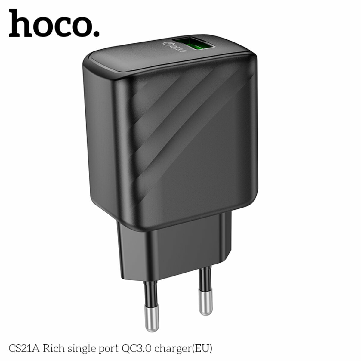 Мережевий зарядний пристрій Hoco CS21A Rich QC3.0 чорний (HC-CS21A-Black) дивитися фото №8