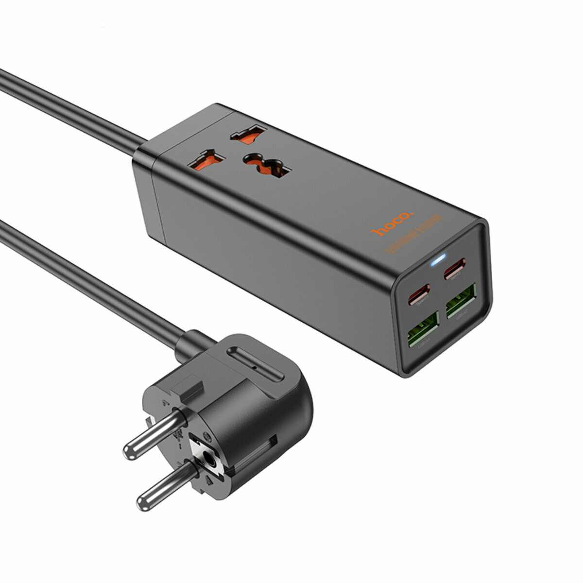 Сетевой фильтр Hoco AC10A Barry (1 розетка+2USB-A+2USB-C) PD65W 1,5м черный (HC-AC10A-Black) смотреть фото №1