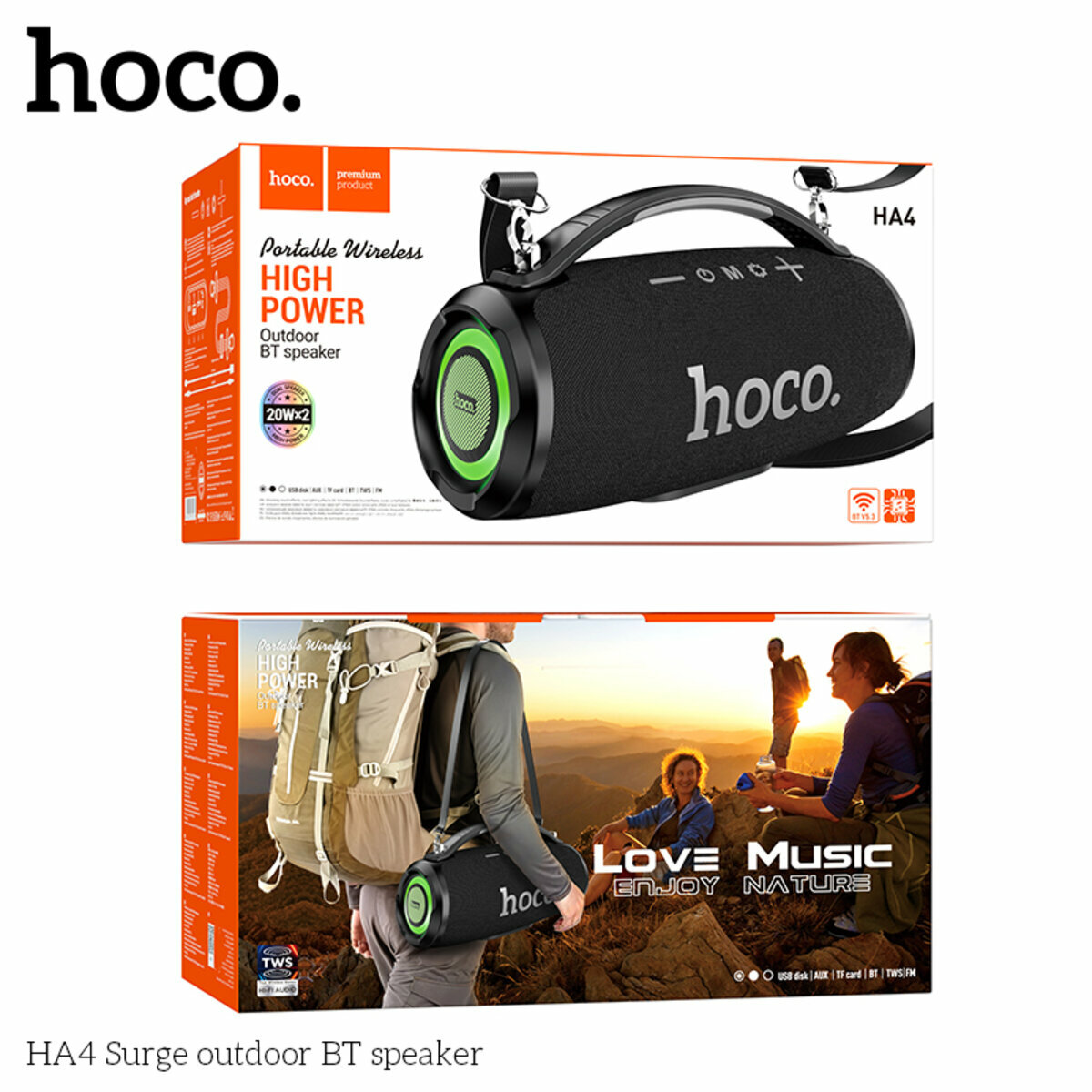 Портативна Акустика Hoco HA4 Surge Outdoor BT Speaker чорна (HC-HA4-Black) дивитися фото №2