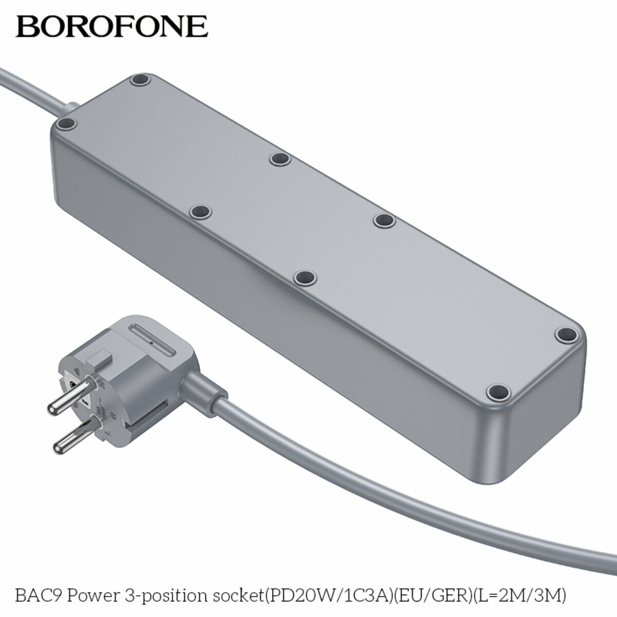 Сетевой фильтр Borofone BAC9 Power (3 розетки+3USB-A+USB-C) PD20W 2м белый (BF-BAC9-2m-White) смотреть фото №7