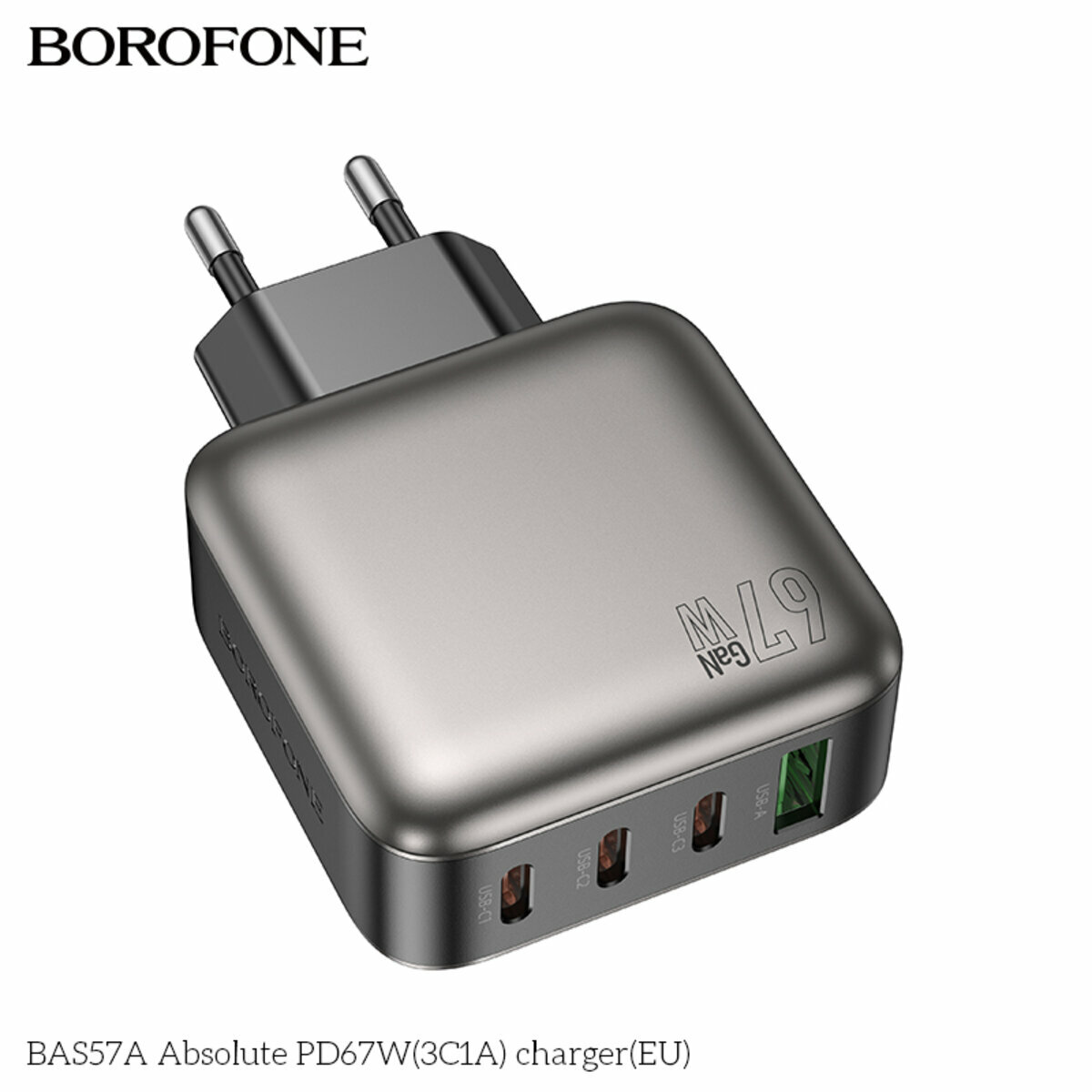 Мережевий зарядний пристрій Borofone BAS57A Absolute PD67W (3C1A) чорний (BF-BAS57A-Black) дивитися фото №8