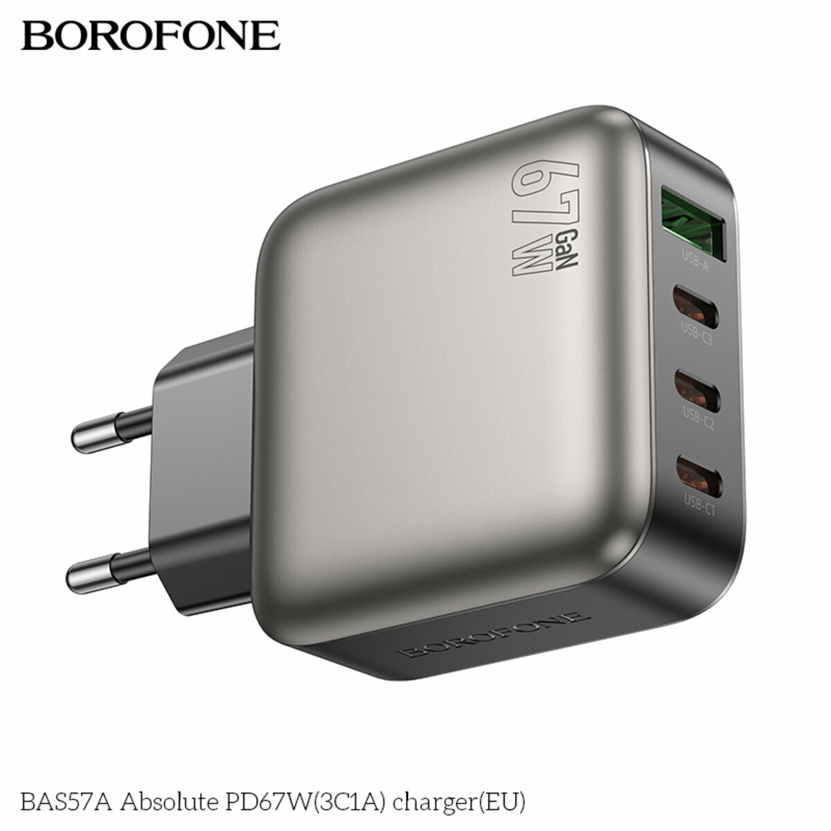 Мережевий зарядний пристрій Borofone BAS57A Absolute PD67W (3C1A) чорний (BF-BAS57A-Black) дивитися фото №5