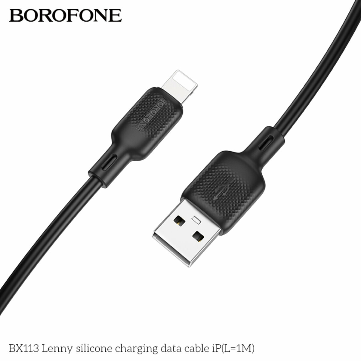 Кабель Borofone BX113 Lenny USB to Lightning 1м чорний (BF-BX113-UL-1m-Black) дивитися фото №6