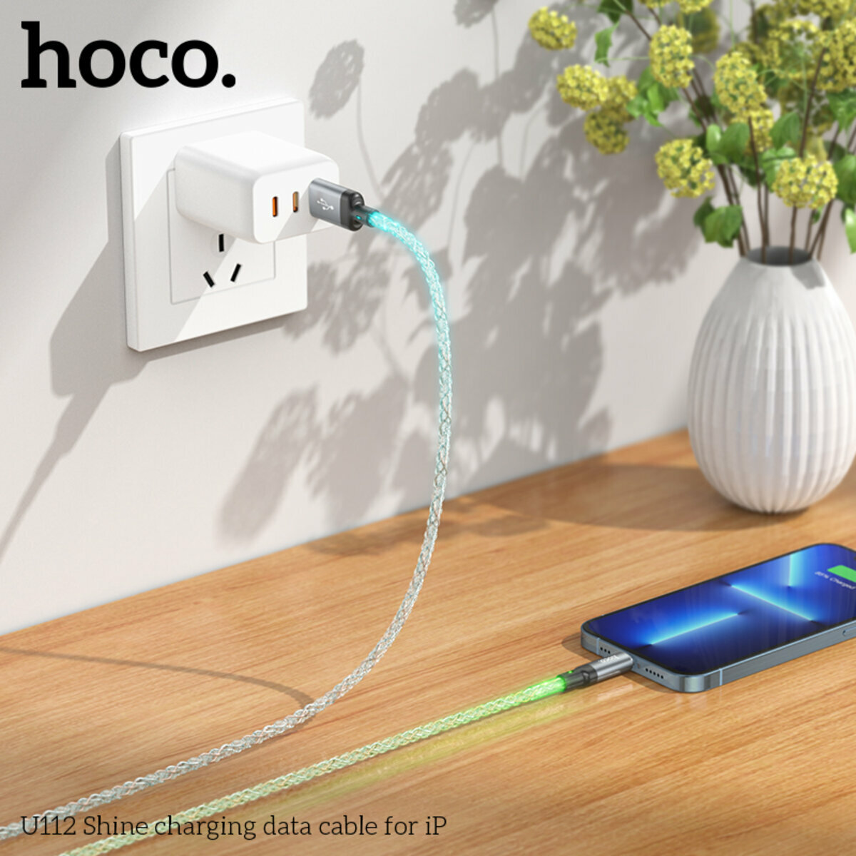 Кабель Hoco U112 Shine PD USB to Lightning 1м сірий (HC-U112-L-Gray) дивитися фото №3