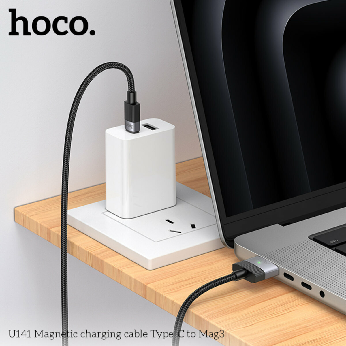 Кабель Hoco U141 Magnetic 140W Type-C to Mag3 1.8м черный (HC-U141-Black) смотреть фото №3