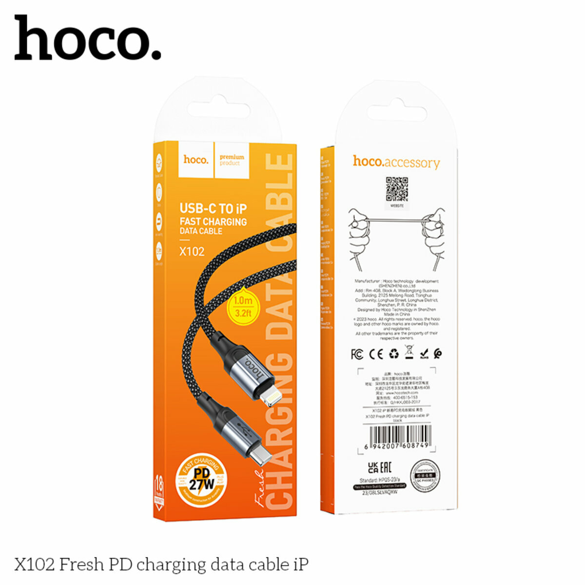 Кабель Hoco X102 Fresh PD Type-C to Lightning 1м черный (HC-X102-L-Black) смотреть фото №7
