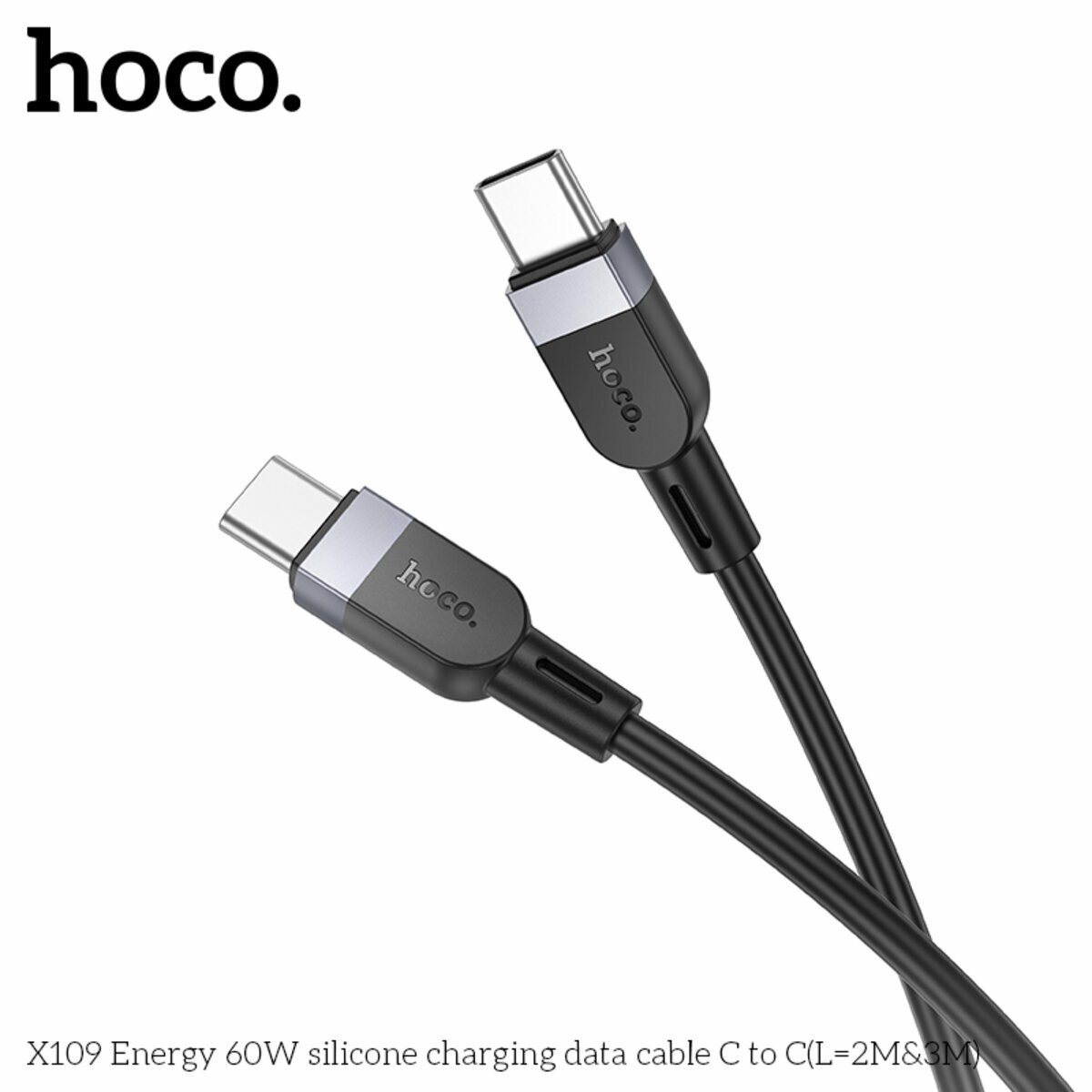 Кабель Hoco X109 Energy 60W Type-C to Type-C 2м черный (HC-X109-CC-2m-Black) смотреть фото №8