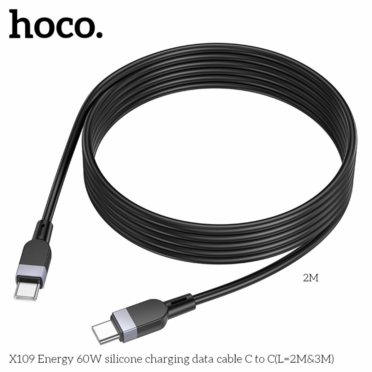 Кабель Hoco X109 Energy 60W Type-C to Type-C 2м черный (HC-X109-CC-2m-Black) смотреть фото №6