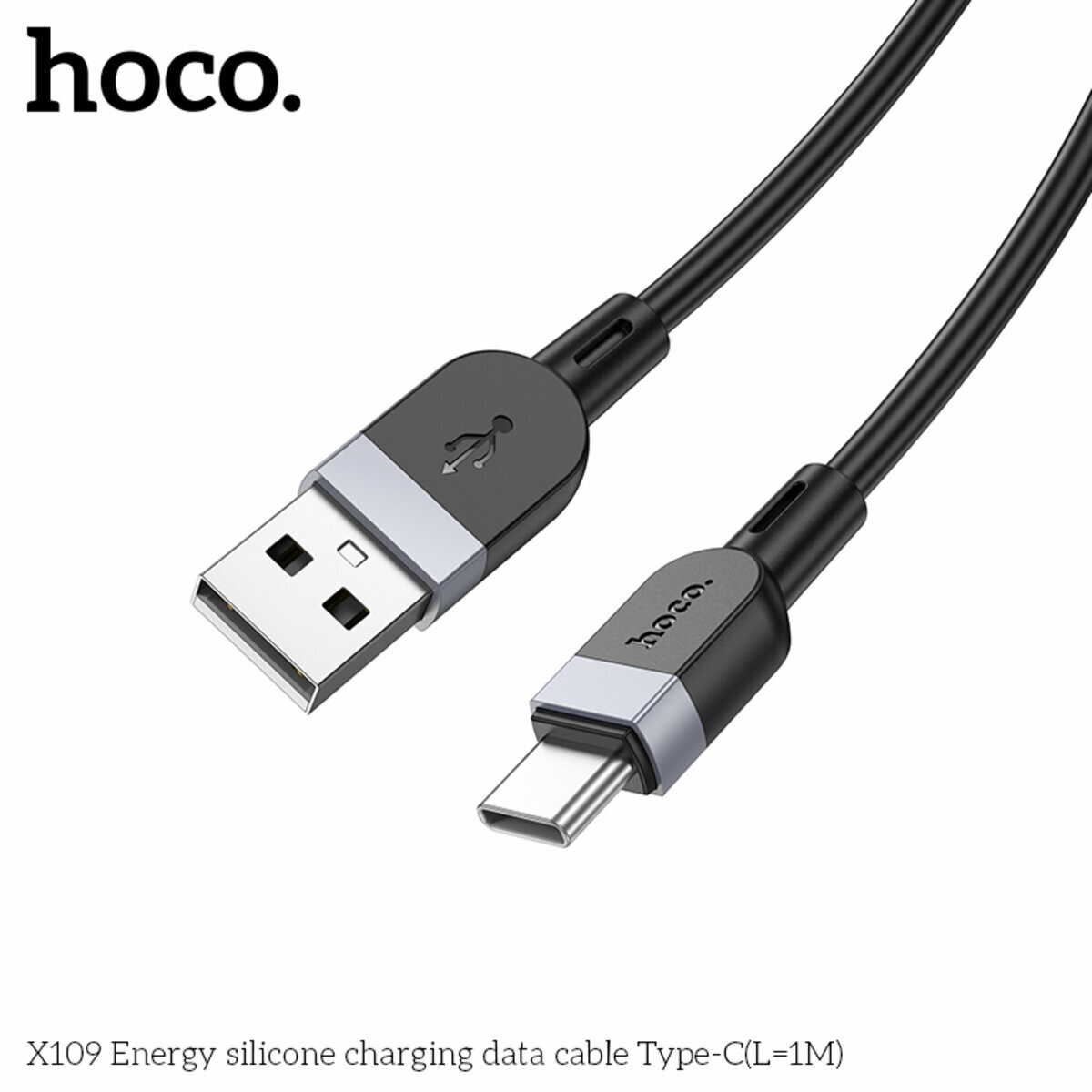 Кабель Hoco X109 Energy Silicone USB to Type-C 1м черный (HC-X109-UC-1m-Black) смотреть фото №2