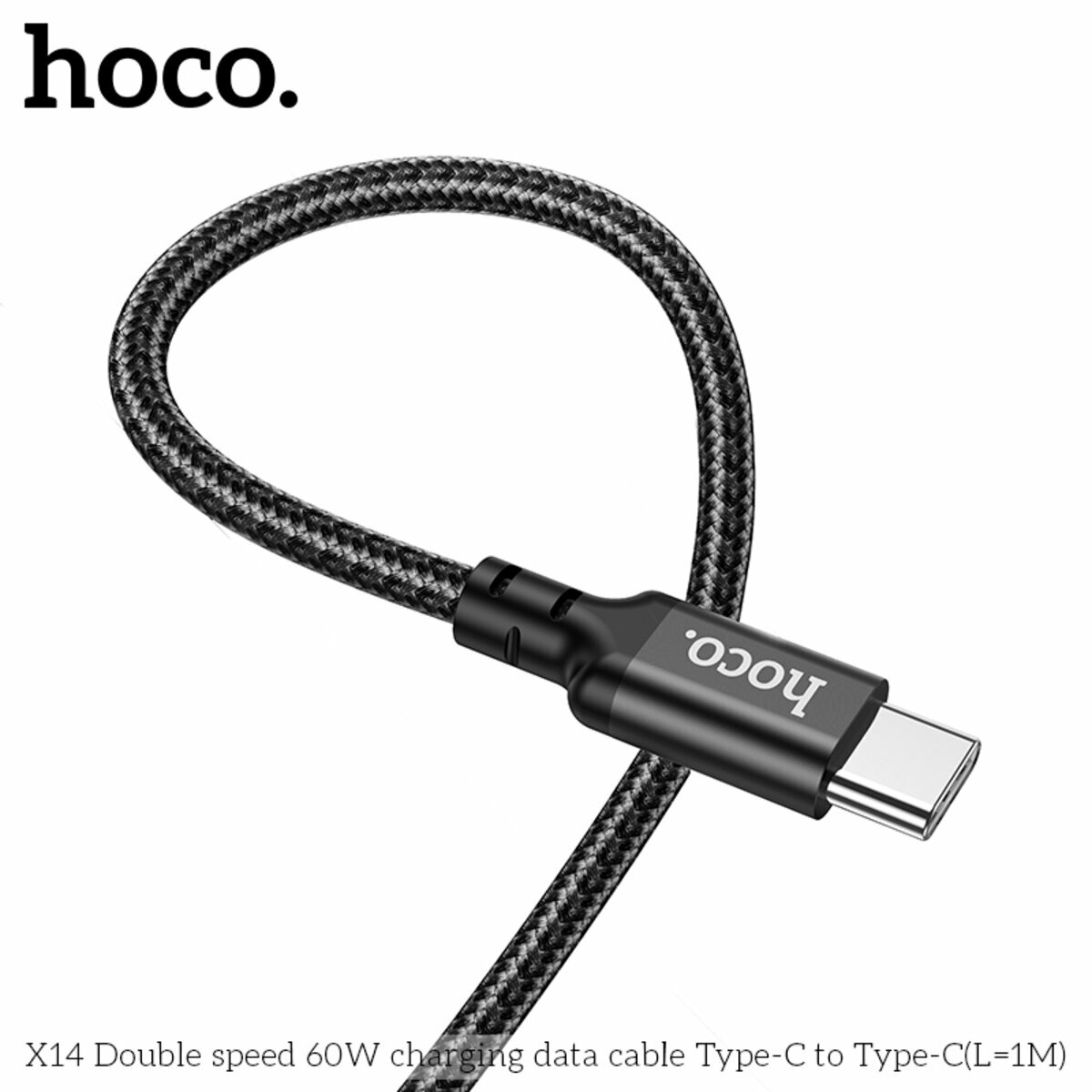 Кабель Hoco X14 Double speed 60W Type-C to Type-C 1м черный (HC-X14-CC-1m-Black) смотреть фото №7