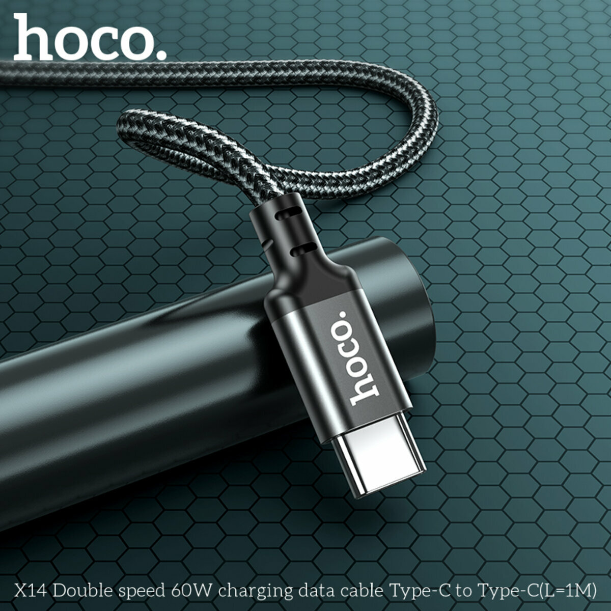 Кабель Hoco X14 Double speed 60W Type-C to Type-C 1м черный (HC-X14-CC-1m-Black) смотреть фото №3