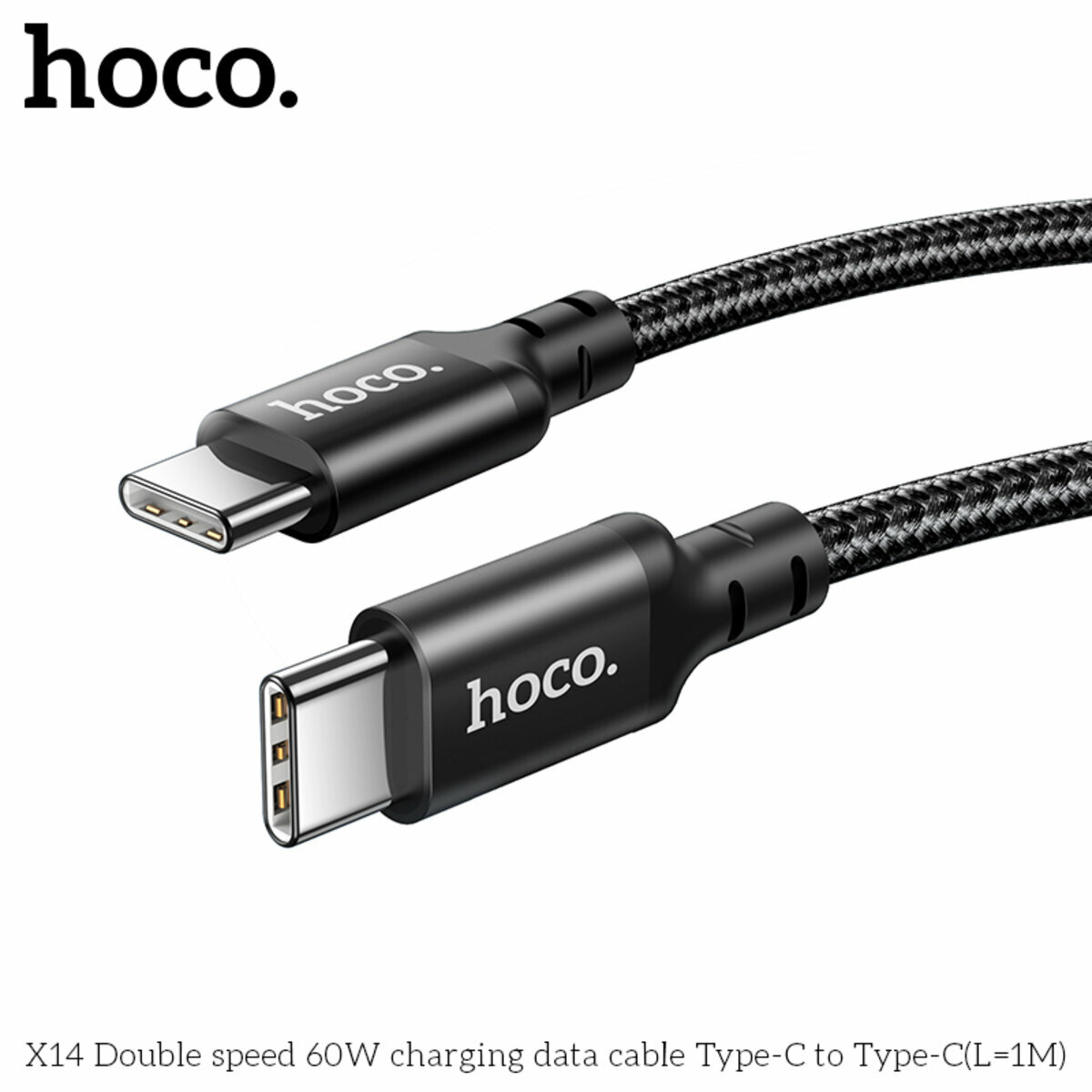Кабель Hoco X14 Double speed 60W Type-C to Type-C 1м черный (HC-X14-CC-1m-Black) смотреть фото №8