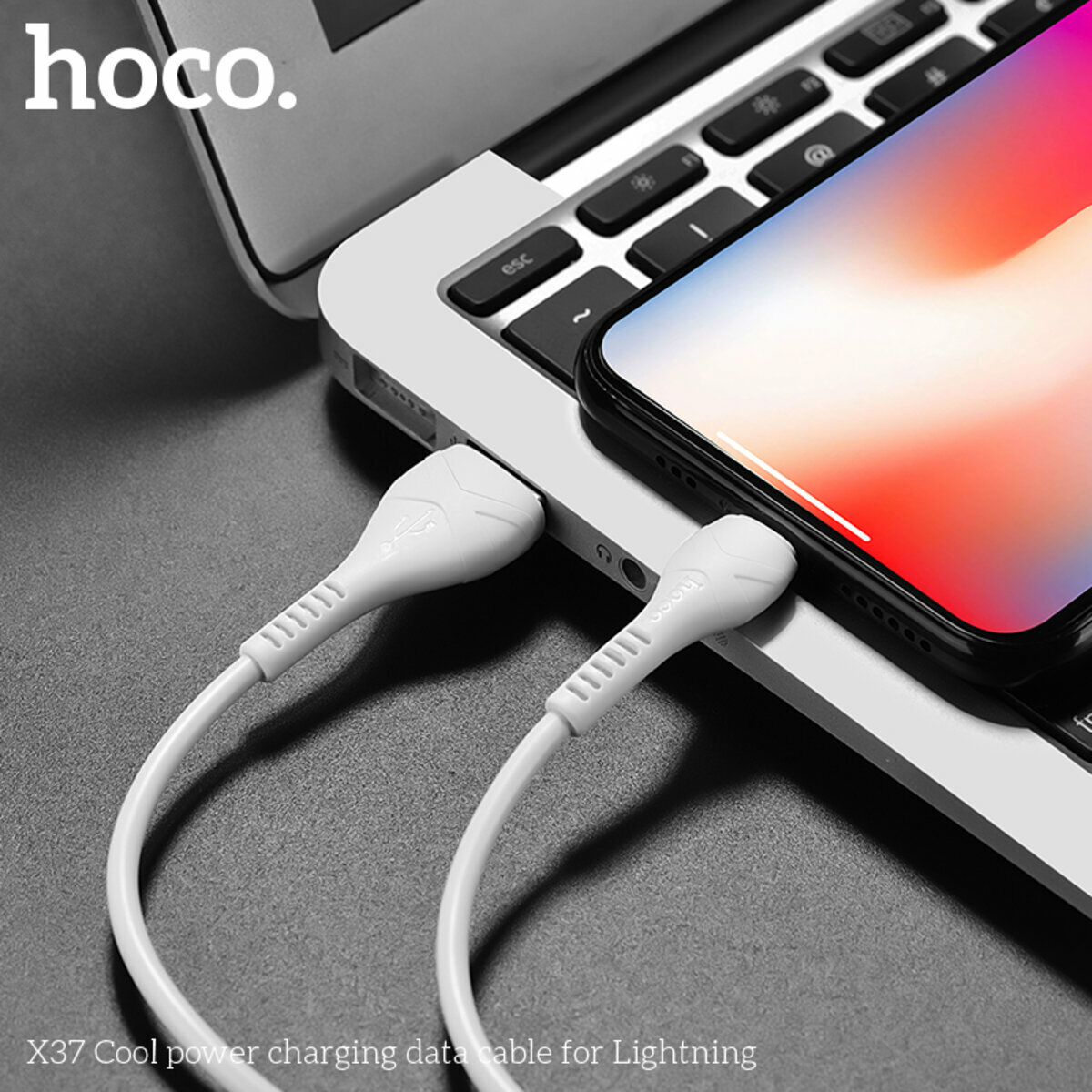Кабель Hoco X37 Cool power USB to Lightning 1м білий (HC-X37-UL-White) дивитися фото №3