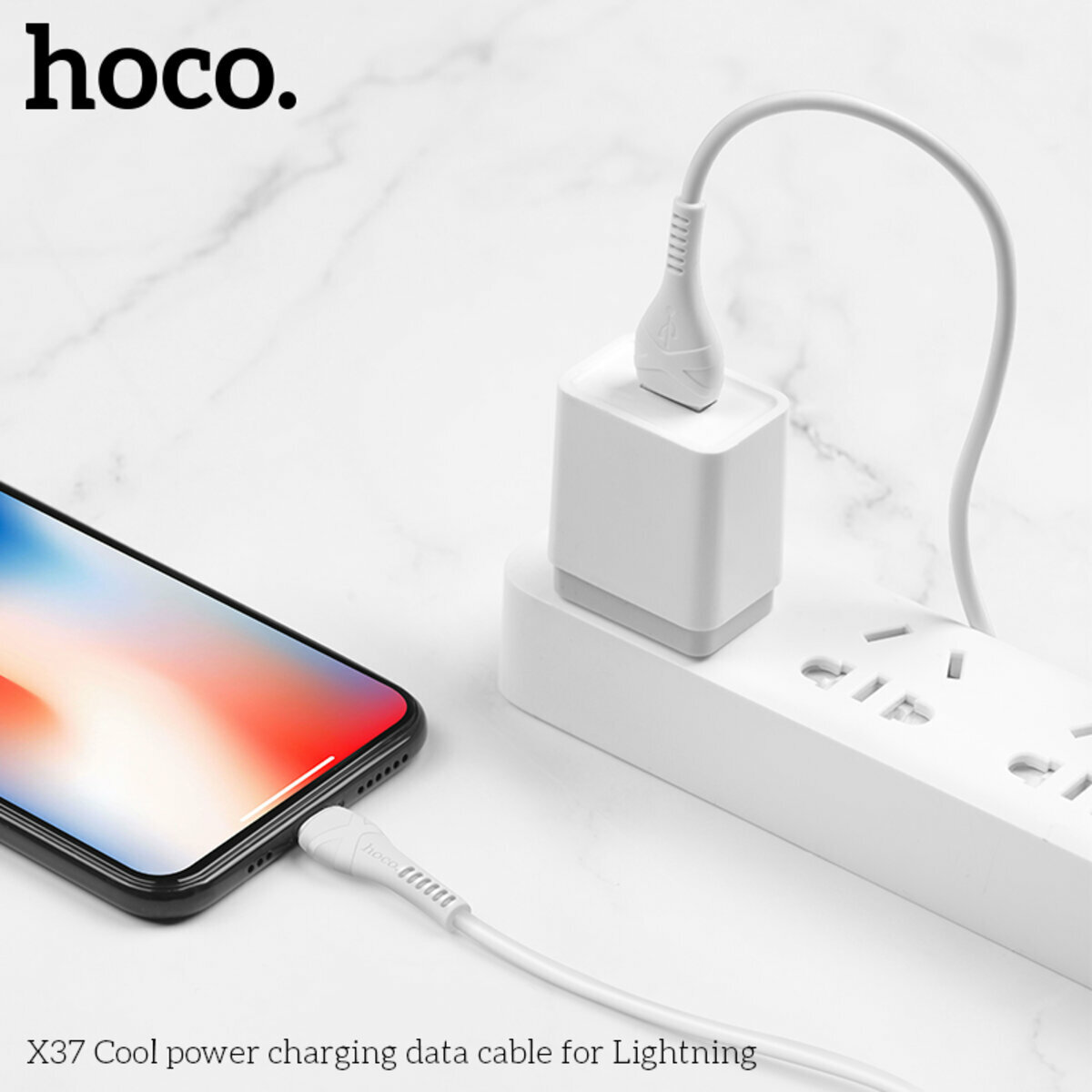 Кабель Hoco X37 Cool power USB to Lightning 1м білий (HC-X37-UL-White) дивитися фото №4