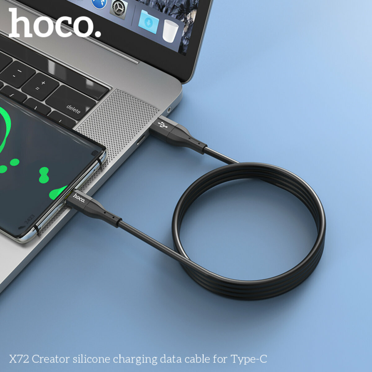 Кабель Hoco X72 Creator silicone USB to Type-C 1м черный (HC-X72-UC-Black) смотреть фото №4