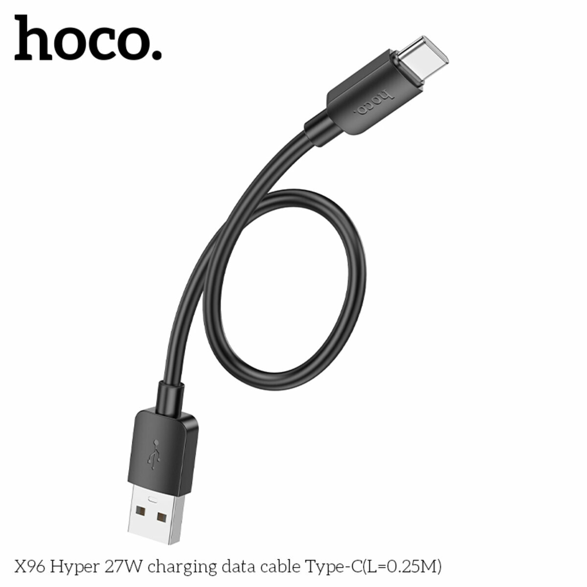 Кабель Hoco X96 Hyper USB to Type-C 27W 0,25м черный (HC-X96-UC-0.25m-Black) смотреть фото №5