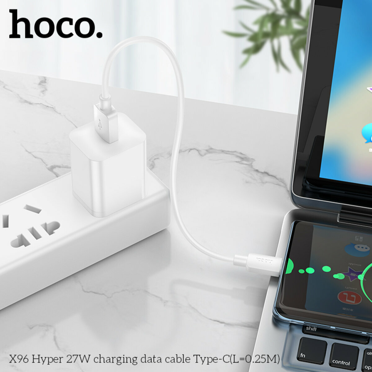 Кабель Hoco X96 Hyper USB to Type-C 27W 0,25м черный (HC-X96-UC-0.25m-Black) смотреть фото №4