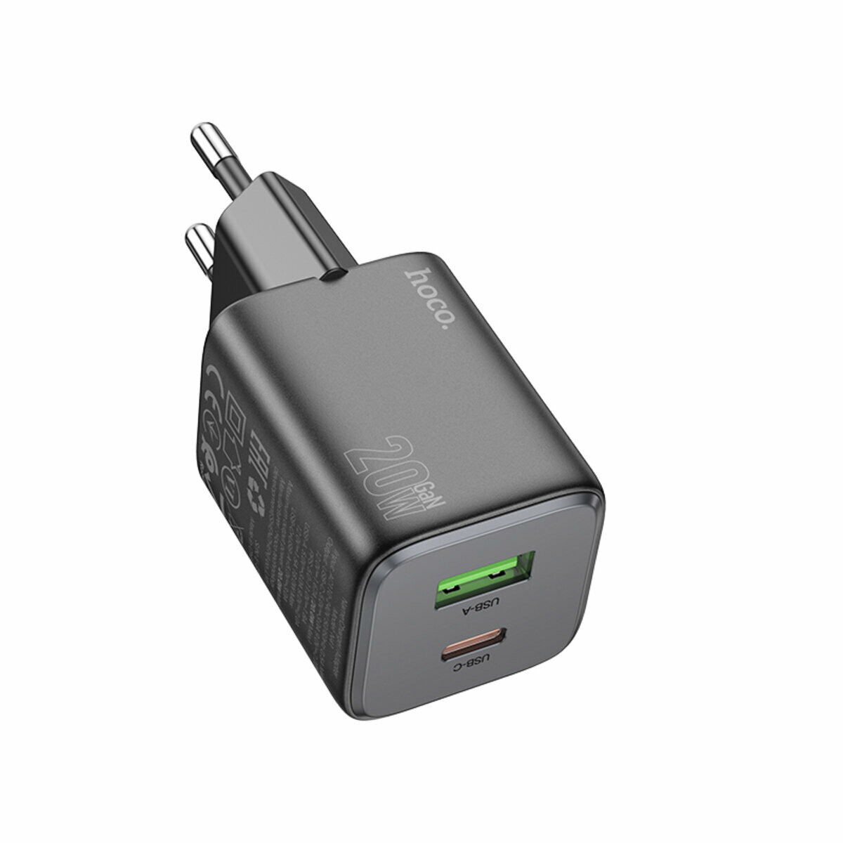Мережевий зарядний пристрій Hoco N41 Almighty PD20W+QC3.0 чорний (HC-N41-Black) дивитися фото №1
