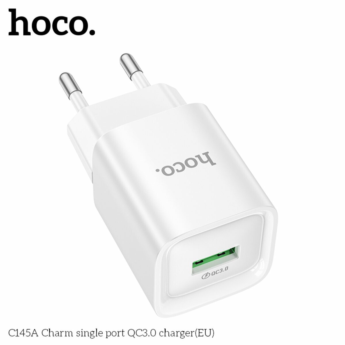 Мережевий зарядний пристрій Hoco C145A Charm QC3.0 білий (HC-C145A-White) дивитися фото №6