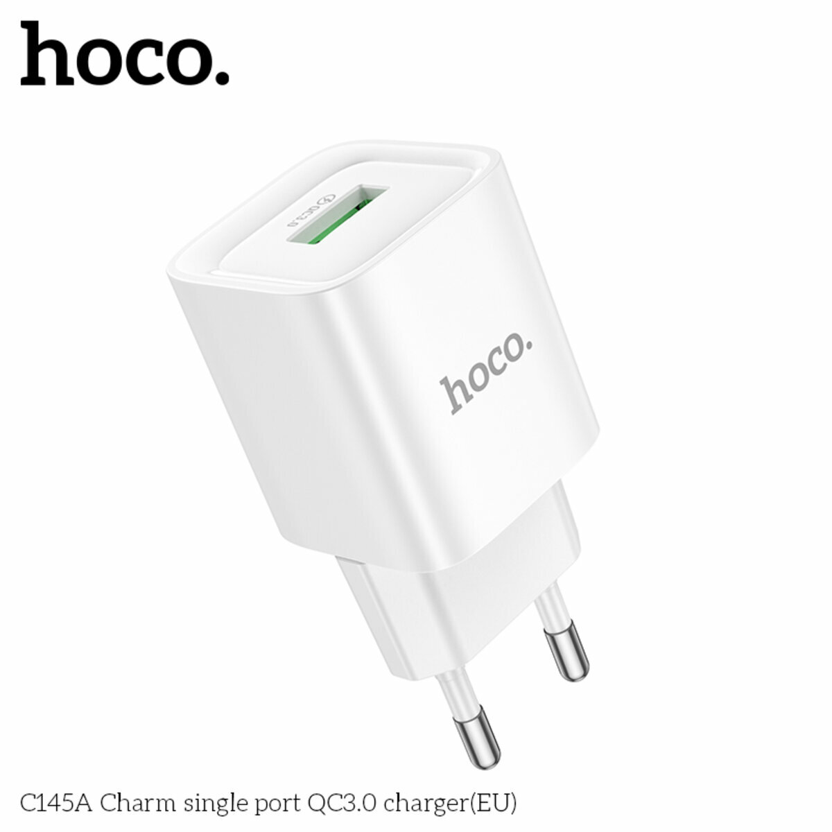Мережевий зарядний пристрій Hoco C145A Charm QC3.0 білий (HC-C145A-White) дивитися фото №8