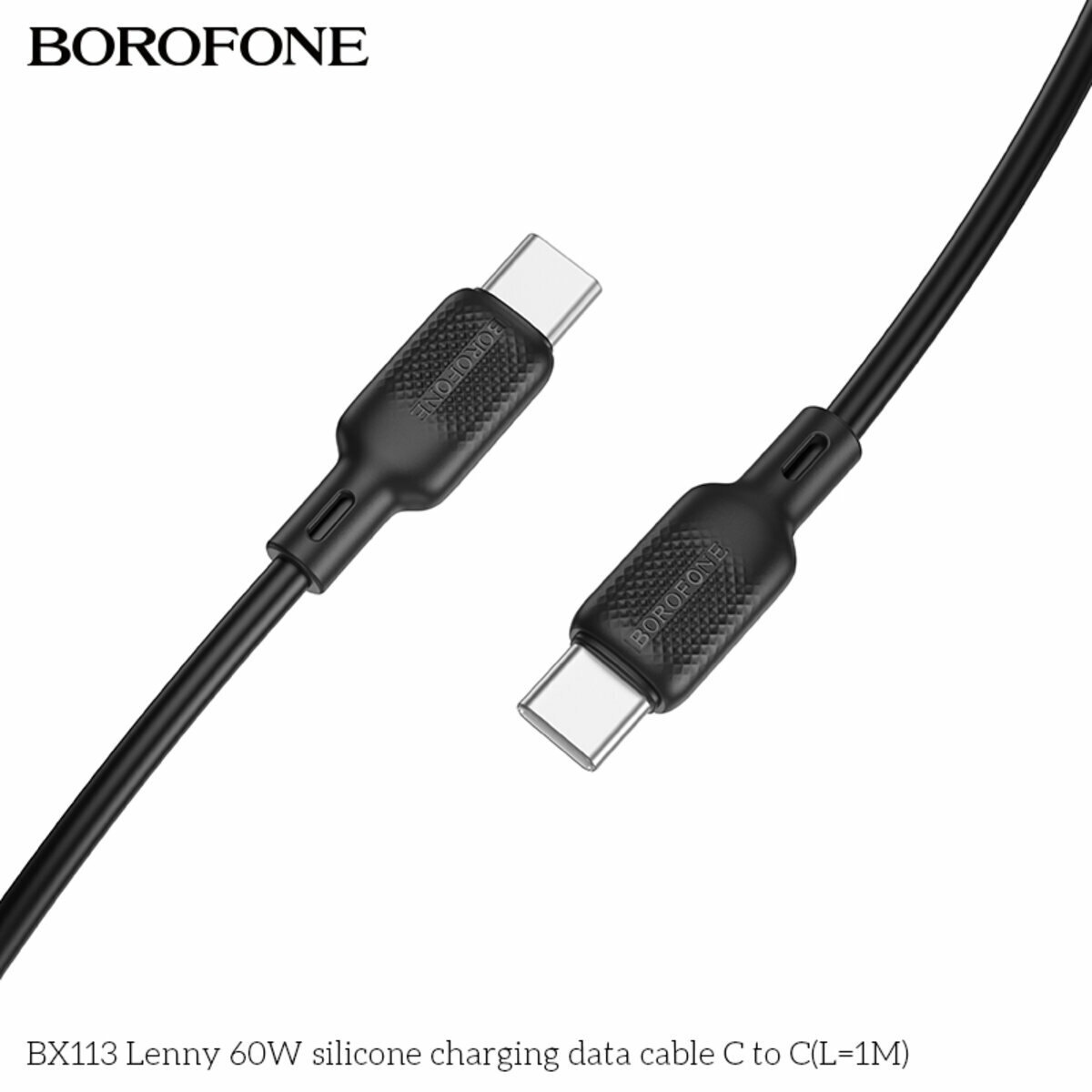 Кабель Borofone BX113 Lenny 60W Type-C to Type-C 1м черный (BF-BX113-CC-1m-Black) смотреть фото №6