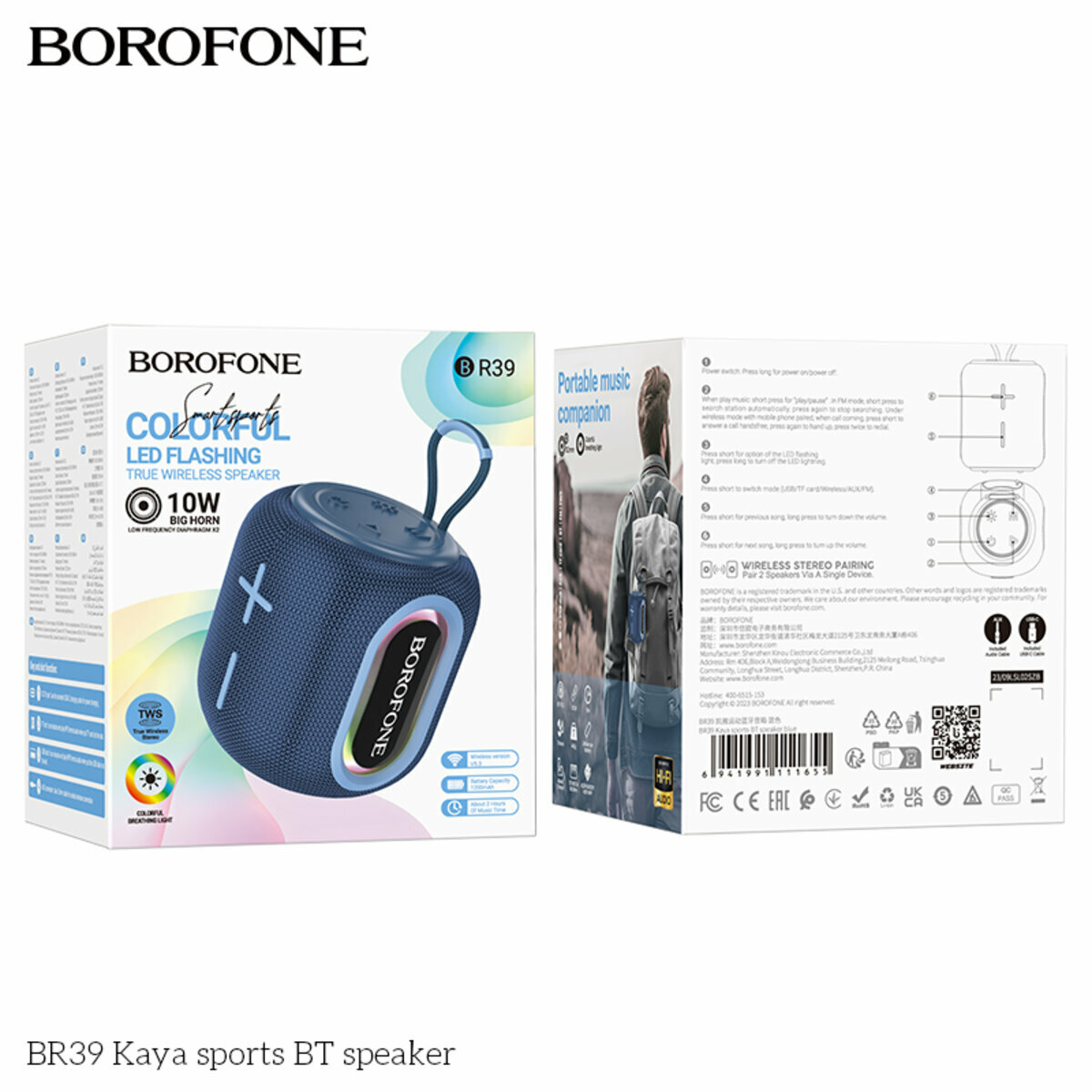 Портативна Акустика Borofone BR39 Kaya Sports BT Speaker синя (BF-BR39-Blue) дивитися фото №2
