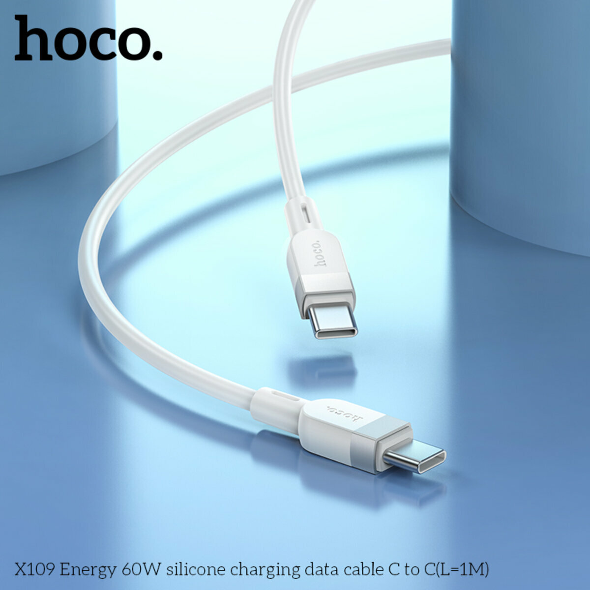 Кабель Hoco X109 Energy 60W Type-C to Type-C 1м черный (HC-X109-CC-1m-Black) смотреть фото №2