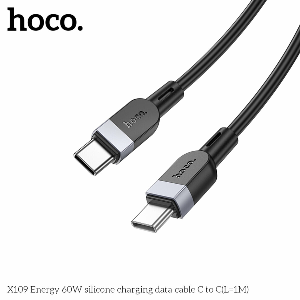 Кабель Hoco X109 Energy 60W Type-C to Type-C 1м черный (HC-X109-CC-1m-Black) смотреть фото №7