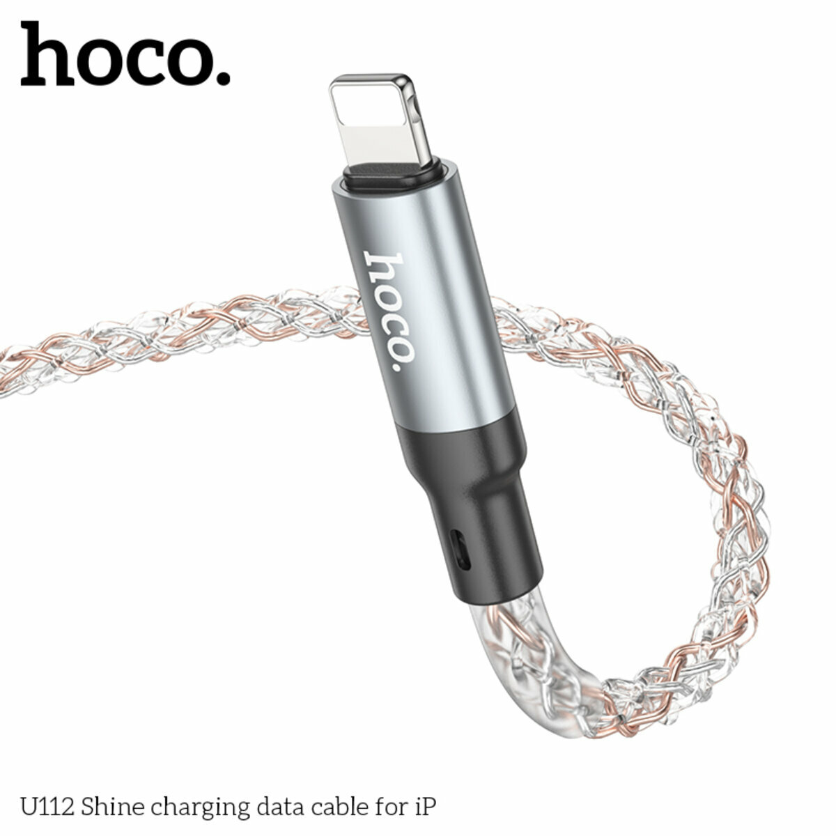 Кабель Hoco U112 Shine USB to Lightning 1м сірий (HC-U112-UL-Gray) дивитися фото №3